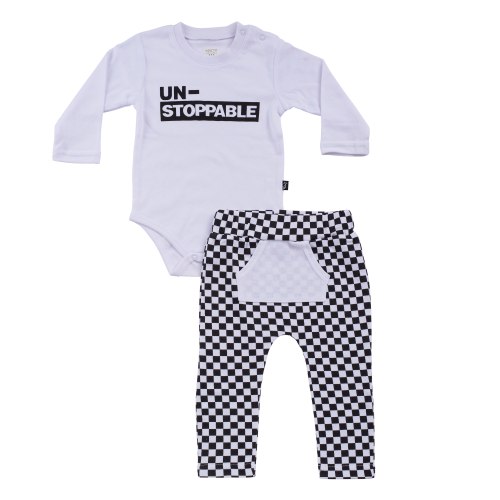 חליפת מעבר מרוצים שחור לבן