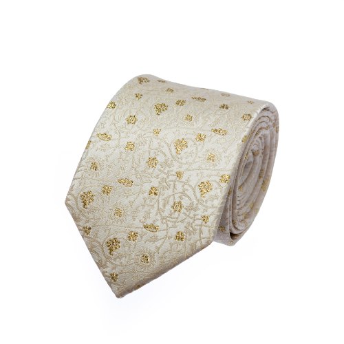 עניבה קרם לורקס זהב דגם פרחים
