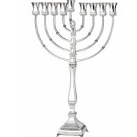 חנוכיית כסף טהור דגם ארוזית חלק / מעוטר