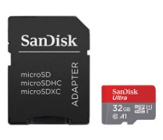 כרטיס זכרון SanDisk Ultra microSDHC -032G כולל מתאם SD - בנפח 32GB