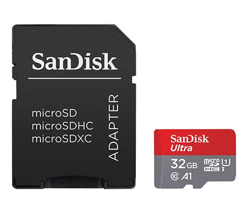 כרטיס זכרון SanDisk Ultra microSDHC -032G כולל מתאם SD - בנפח 32GB