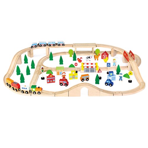 ויגה רכבת ענק 90 חלקים מעץ