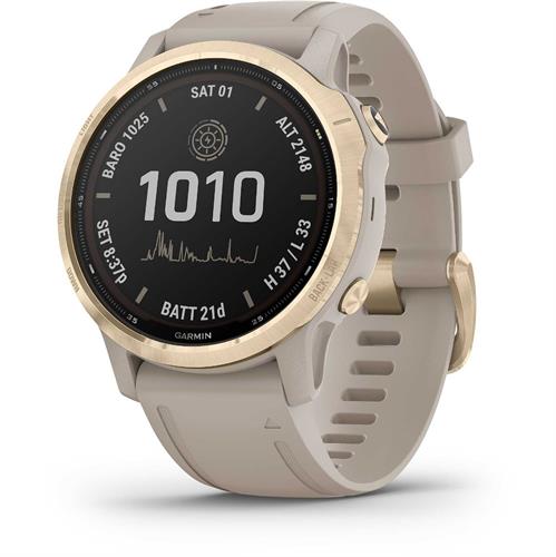 שעון דופק Garmin Fenix 6s Pro Solar Light Gold with Light Sand Band