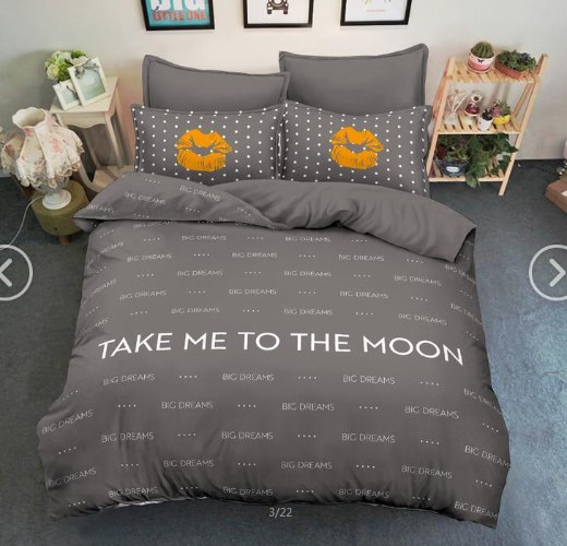 סט מצעים למיטה זוגית 160/200 שפתיים - דגם 606014