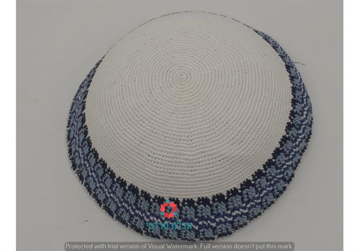 כיפה דגם הרים גווני כחול 21 ס"מ