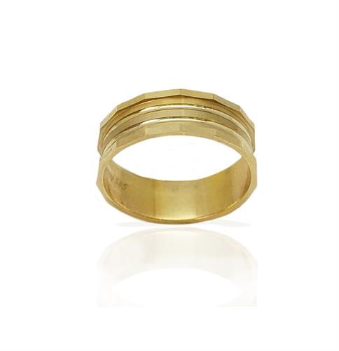 טבעת נישואין בשילובי טקסטורות מאט מוטות ופסים מבריקים- דגם M158