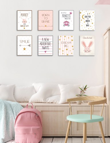 שמיניית תמונות השראה לחדר תינוקת, ילדה או נערה דגם 806