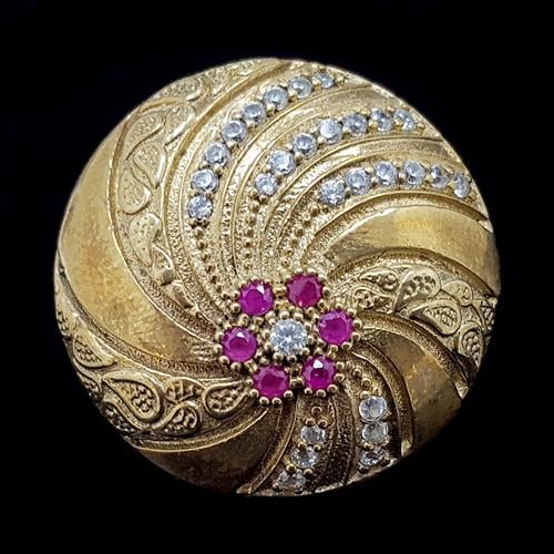 טבעת מכסף משובצת רובי קוורץ ואבני זרקון לבנות  RG5681 | תכשיטי כסף 925 | טבעות כסף