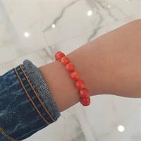 צמיד אבני חן לאישה עם מנעול זהב אבן קורל טבעית