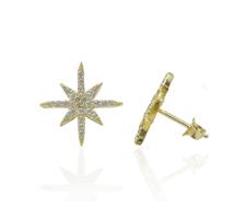 עגילי כוכב זהב וזרקונים צמוד לאוזן