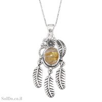 תליון מכסף מעוצב משובץ אבן טורמלין קוורץ T6230 | תכשיטי כסף