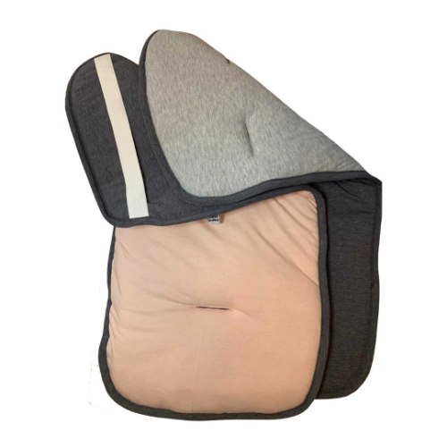 ריפודית דו צדדית איכותית- 100% כותנה אורגנית עם שם התינוק - דגם אפרסק- אפור