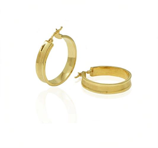 עגילי חישוק זהב 3 סמ  עבים מלאים עם נוכחות