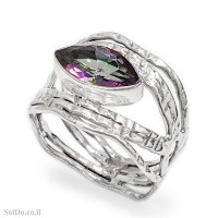 טבעת מכסף מעוצבת משובצת מיסטיק טופז RG6267 | תכשיטי כסף 925 | טבעות כסף