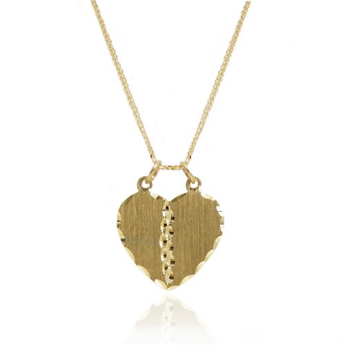 שרשרת לב זהב עם חריטה שניתן לחצות לחצי