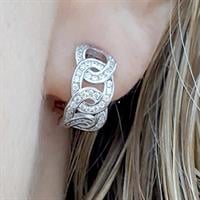 עגילי כסף משובצים אבני זרקון A8498 | תכשיטי כסף 925