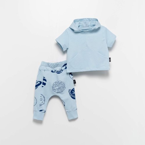 חליפת קפוצון מכנס מודפס MOINOI 6M-5Y תכלת