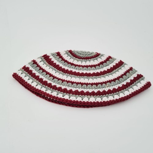 כיפה פריק  - אפור לבן אדום