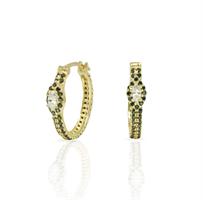 עגילי חישוק משובצים | עגילי חישוק זרקונים | עגילי ג'יפסי אוניקס וזרקונים |עגילים משובצים