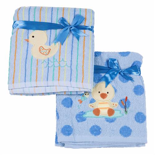 זוג מגבות פליטה לתינוק - כחול