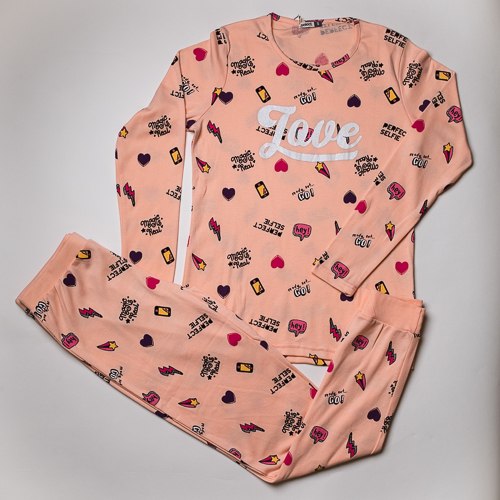 פיג'מת אינטרלוק LOVE אפרסק נשים