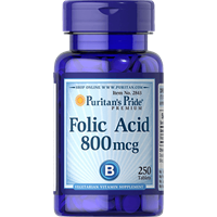 -- חומצה פולית --  800 מק"ג ן 250 קפליות  ן Puritan's Pride