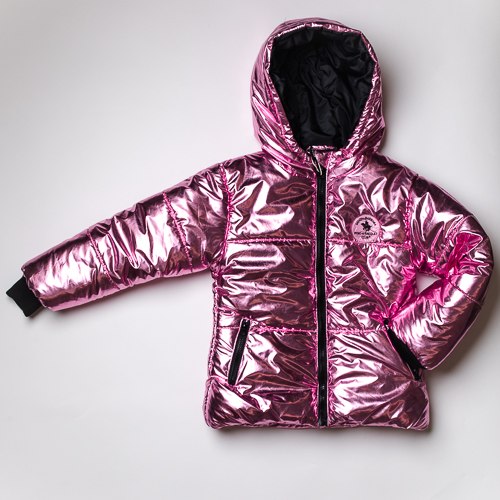 מעיל צבע מטאלי כסוף ורוד SB בנות