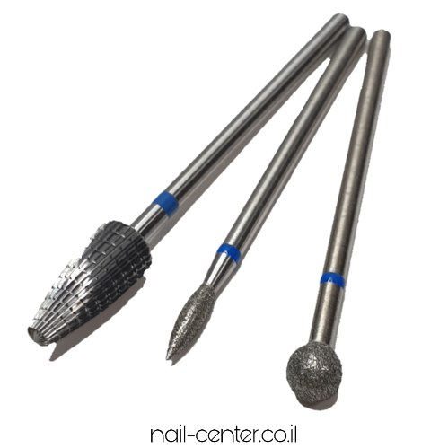 סט 3 ראשי שיוף למניקור+הסרה2 - כחול