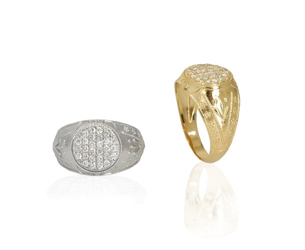 טבעת לגבר זהב משובצת יהלומים עגולה