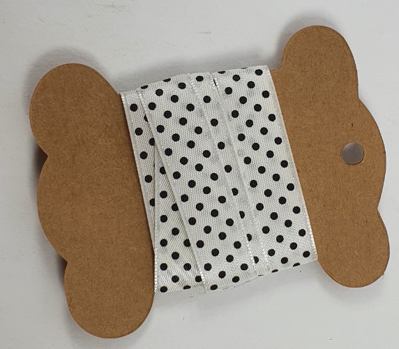 סרט סאטן 2 מטר - לבן נקודות שחור 1.5 ס"מ