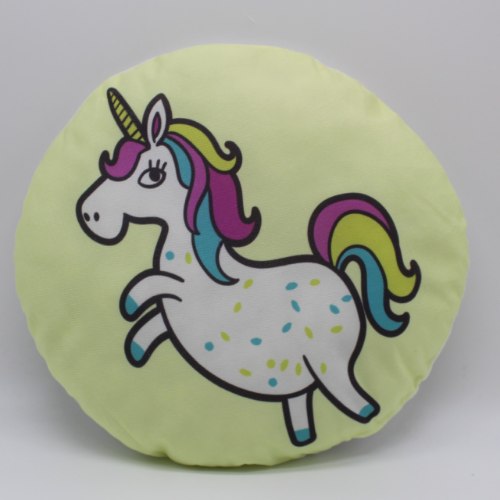 כרית נוי עגול חד קרן צהוב