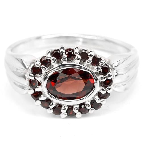 טבעת משובצת אבני גארנט אדום RG16021 | טבעות כסף