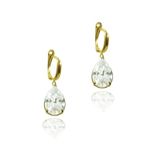 עגילי זרקון טיפה נתלים ב- 14 קרט זהב