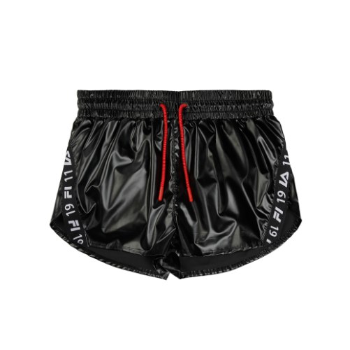 שורט שחור מבריק עם כיתוב FILA - מידות 4-16