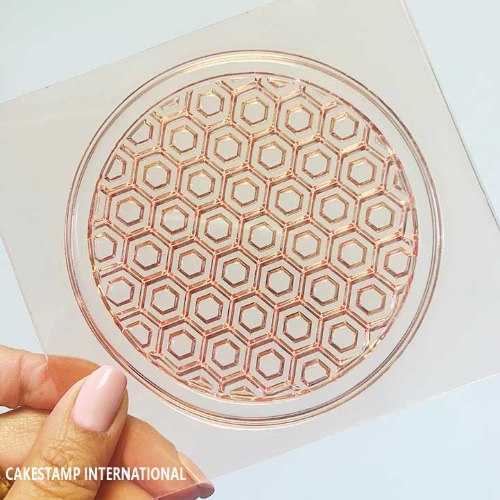 תבנית טופר כוורת משושה| ראש השנה במסגרת עגולה| קישוט טופר לעוגה| בסיס טקסטורה| חדש מאתי דבש