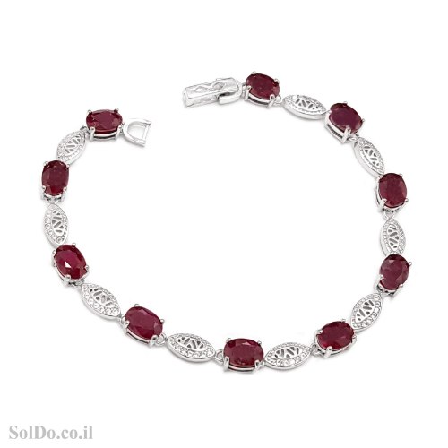 צמיד מכסף משובץ אבני רובי ואבני זרקון Z3149 | תכשיטי כסף 925 | צמידי כסף