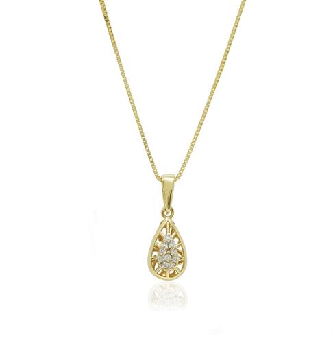 שרשרת ותליון טיפה ויהלומים בזהב