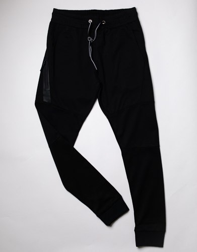 מכנסי אינטרלוק רוכסן שחור גברים