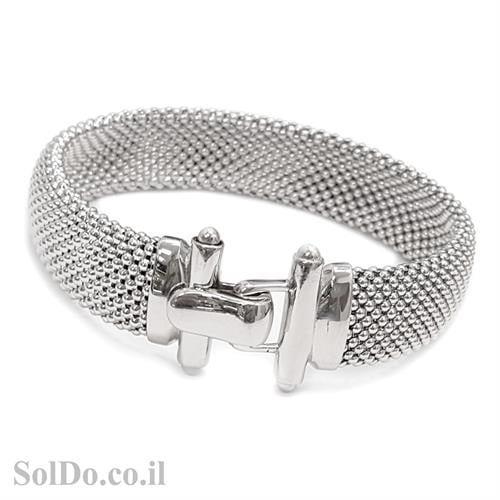 צמיד מכסף גמיש עם סגר מעוצב Z3056 | תכשיטי כסף 925