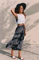 חצאית מעטפת הדפס גאומטרי שחור-לבן