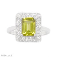 טבעת מכסף משובצת אבן פרידוט ואבני זרקון  RG1719 | תכשיטי כסף 925 | טבעות כסף