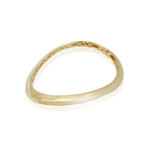 צמיד זהב קשיח גל חצי מט חצי מבריק