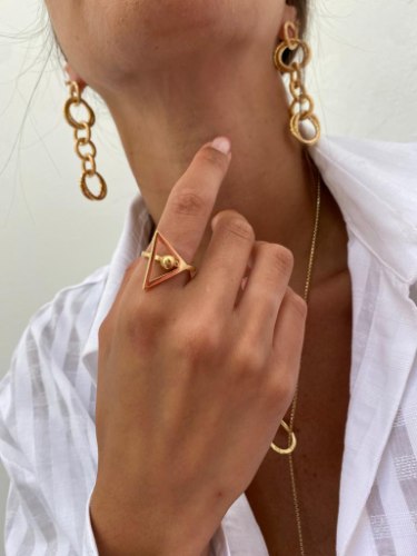 טבעת משולש עיגול סמפל זהב