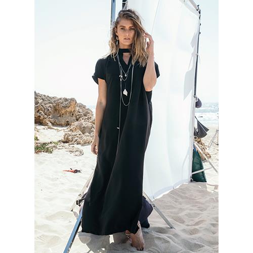 שמלת רוז שחור סאטן מט