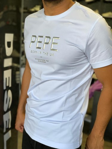 טי שרט PEPE JEANS צבע לבן לוגו כסף
