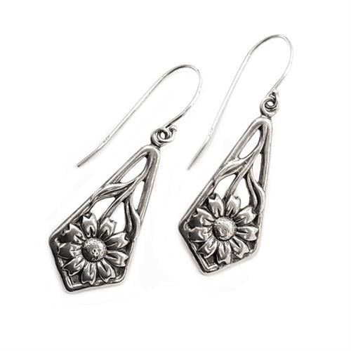 עגילי כסף מעוצבים פרחים A5617 | תכשיטי כסף | עגילי כסף