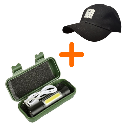 פנס USB נטען + כובע מצחיה I CAMP