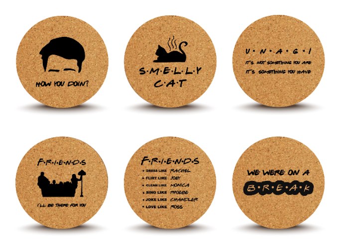 6 תחתיות עגולות שונות של חברים