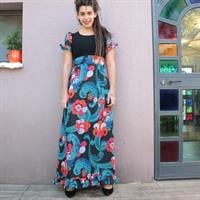 שמלת בובה מקסי פרחונית ומיוחדת מידה S/M