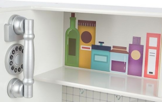 מטבח עץ טקסס, לבן גדול כולל כלי בישול, צעצועץ